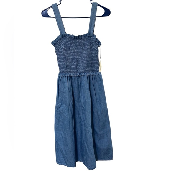 a.n.a Dresses & Skirts - Ana NWT A New Approach A-Line Smocked Dress Womens XS Blue Cotton Sleeveless